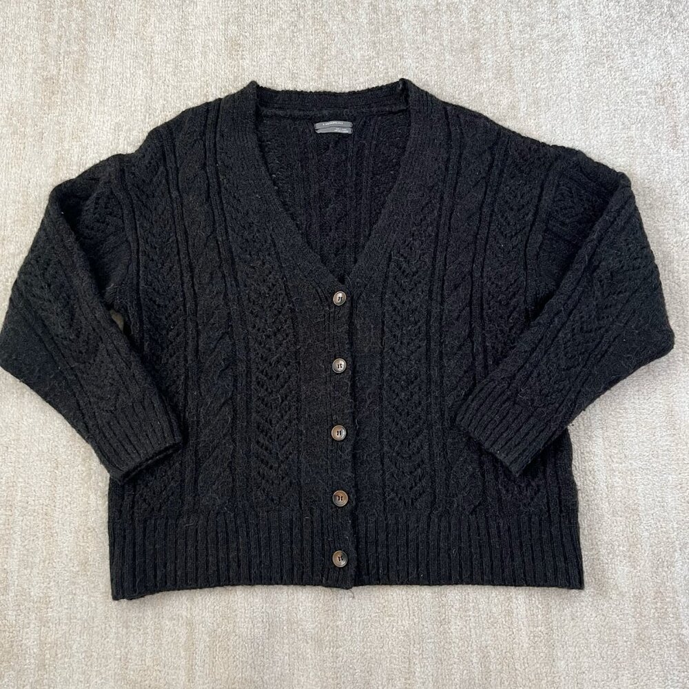 by Anthropologie Chunky Fisherman Cable Knit Cardigan Sweater L